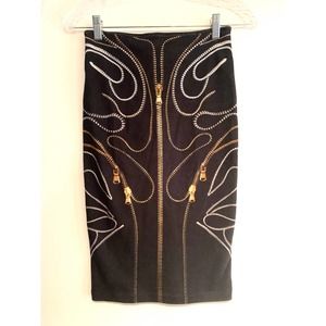 Alexander McQueen Zipper Print Stretch Skirt XS